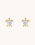 Turtle Opal Gold Stud Earrings