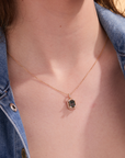 Square Green Moss Agate Gold Pendant With Chain