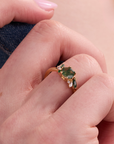Green Moss Succulent Gold Adjustable Ring
