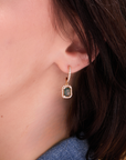 Green Moss Gold Drop Earrings