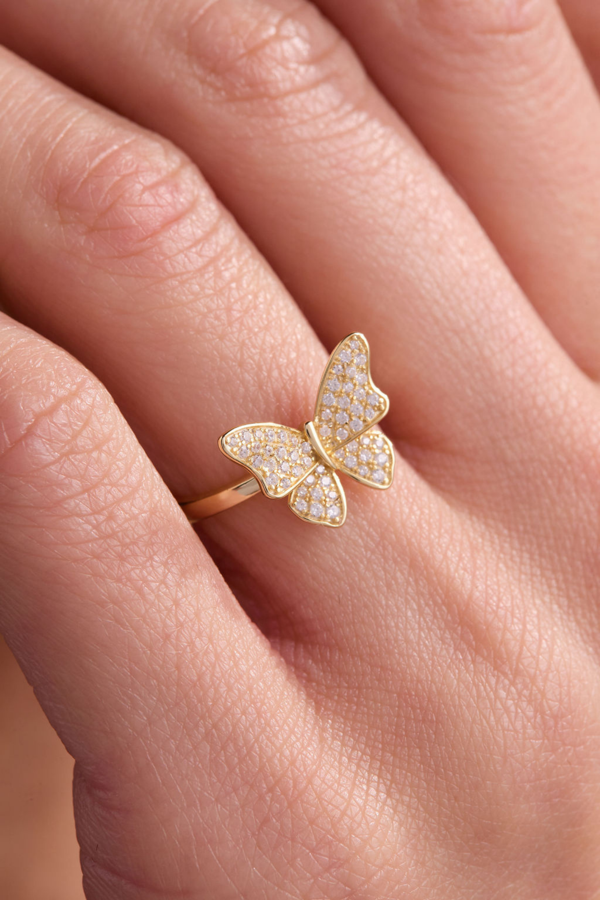 Dancing Butterfly Gold Adjustable Ring