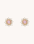 Pink Snowflake Gold Stud Earrings