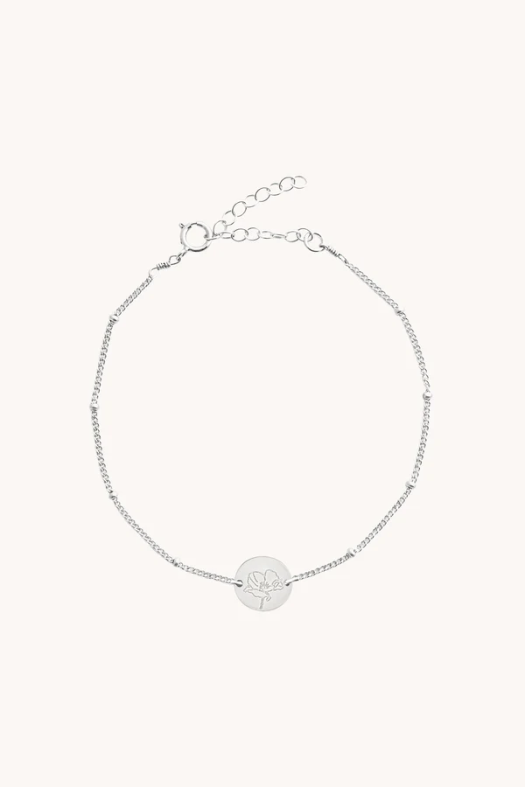 August Poppy Silver Birthflower Bracelet