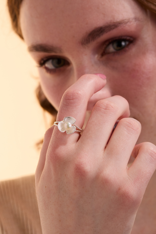 Broad Leaf Silver Adjustable Ring