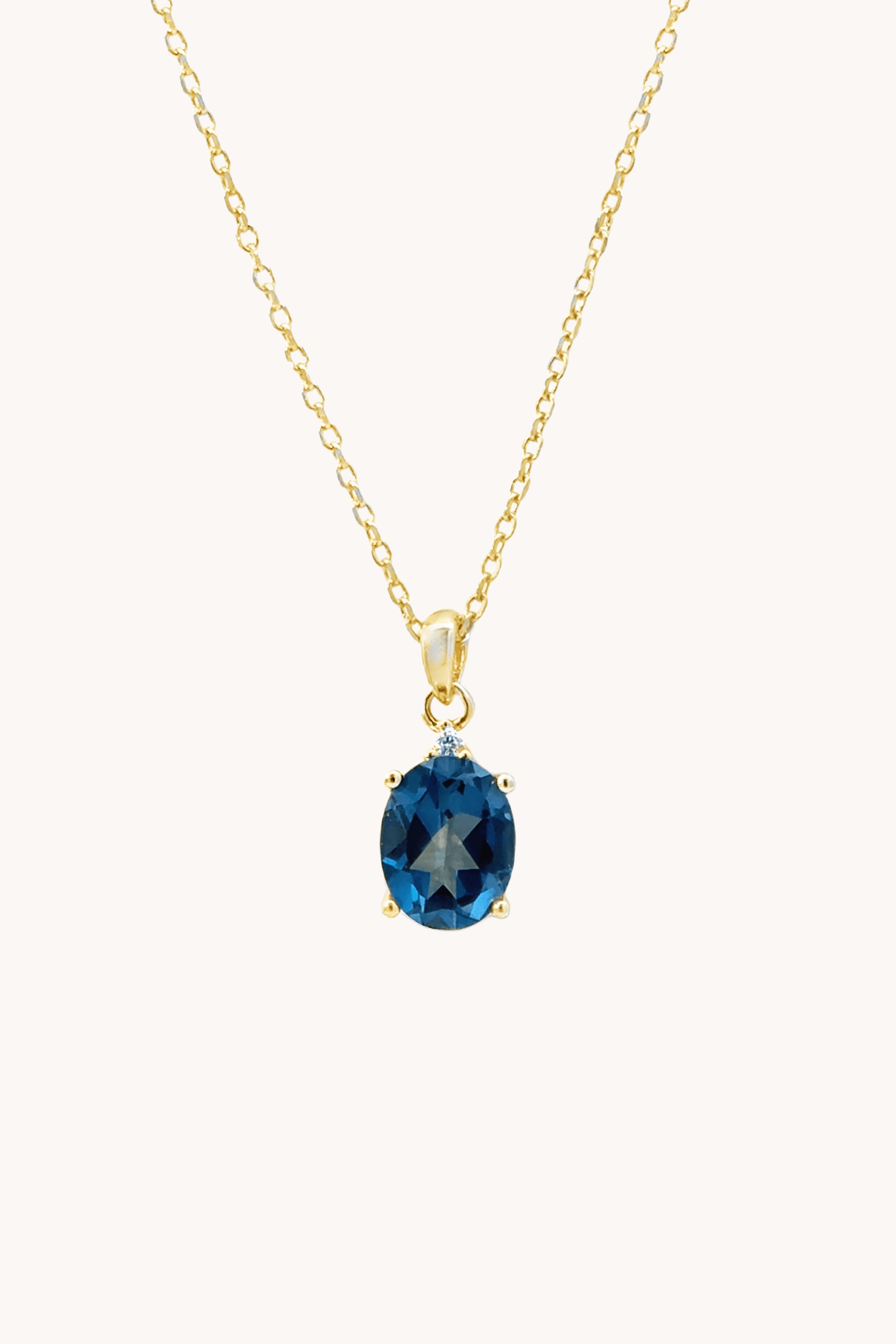London Blue Topaz Oval Pendant With Chain