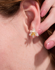 Lotus blossom silver stud earrings