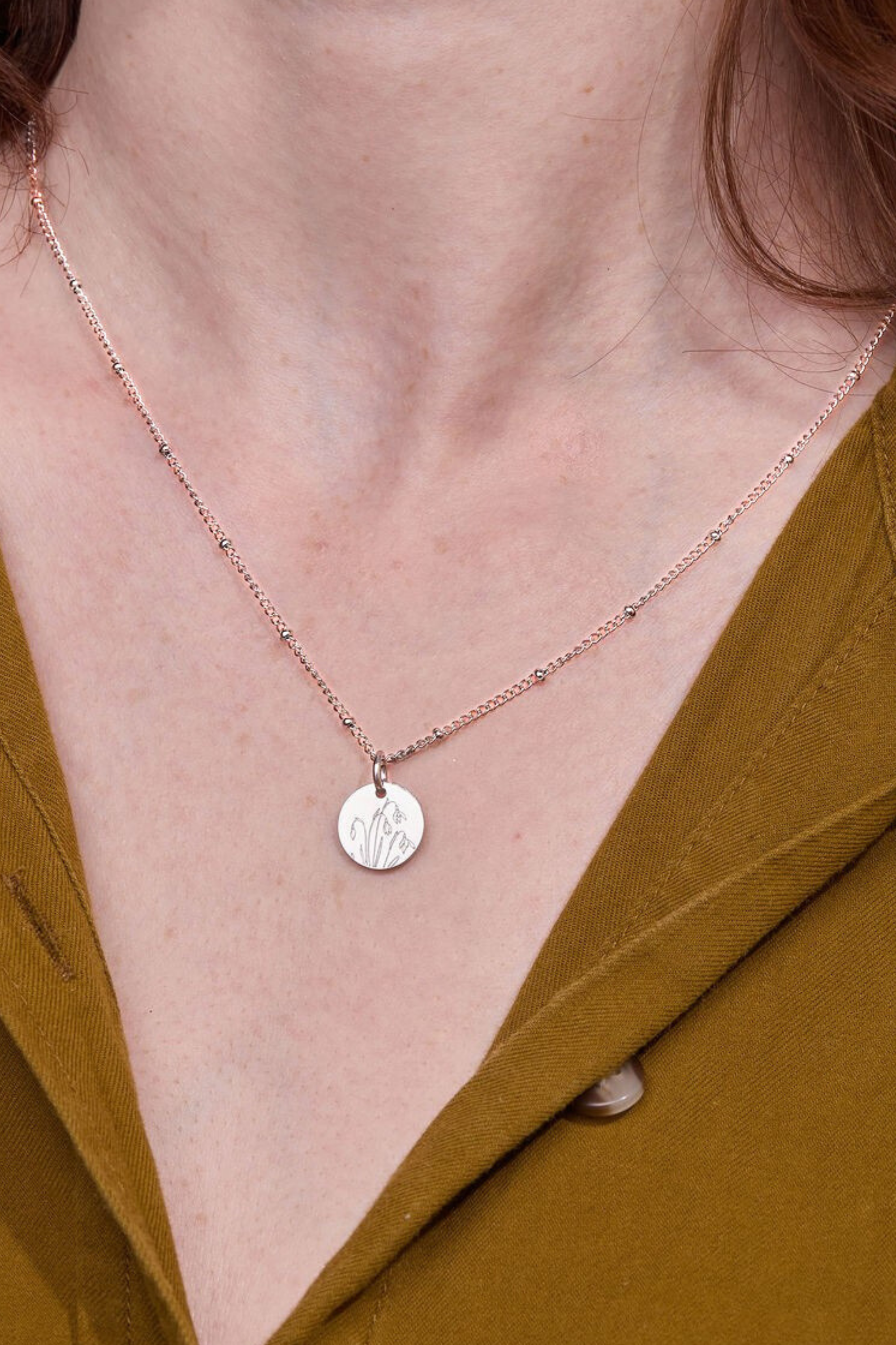 January Snowdrop Silver Birthflower Necklace