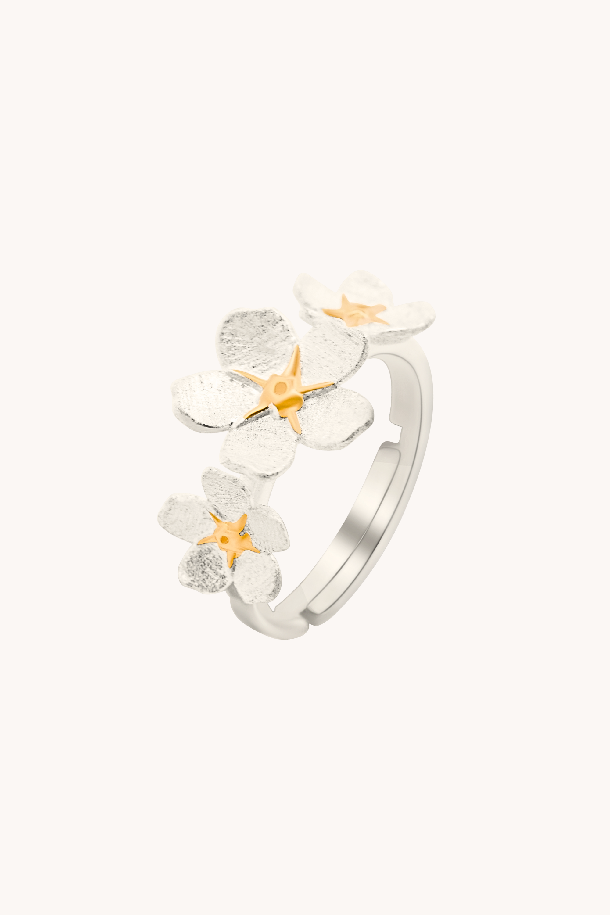 Cherry Blossom Silver Adjustable Ring