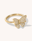 Dancing Butterfly Gold Adjustable Ring