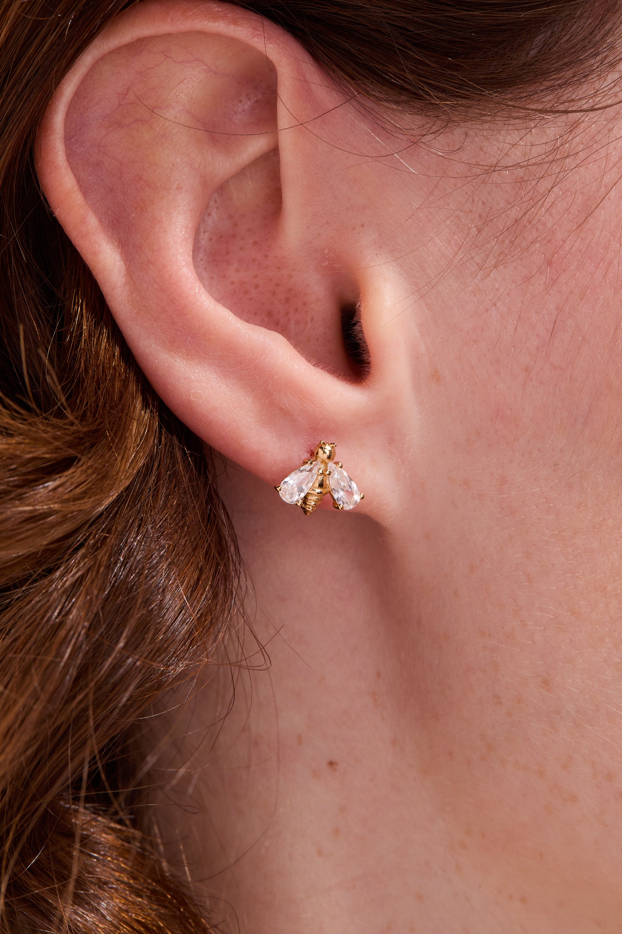 Bumblebee Gold Stud Earrings