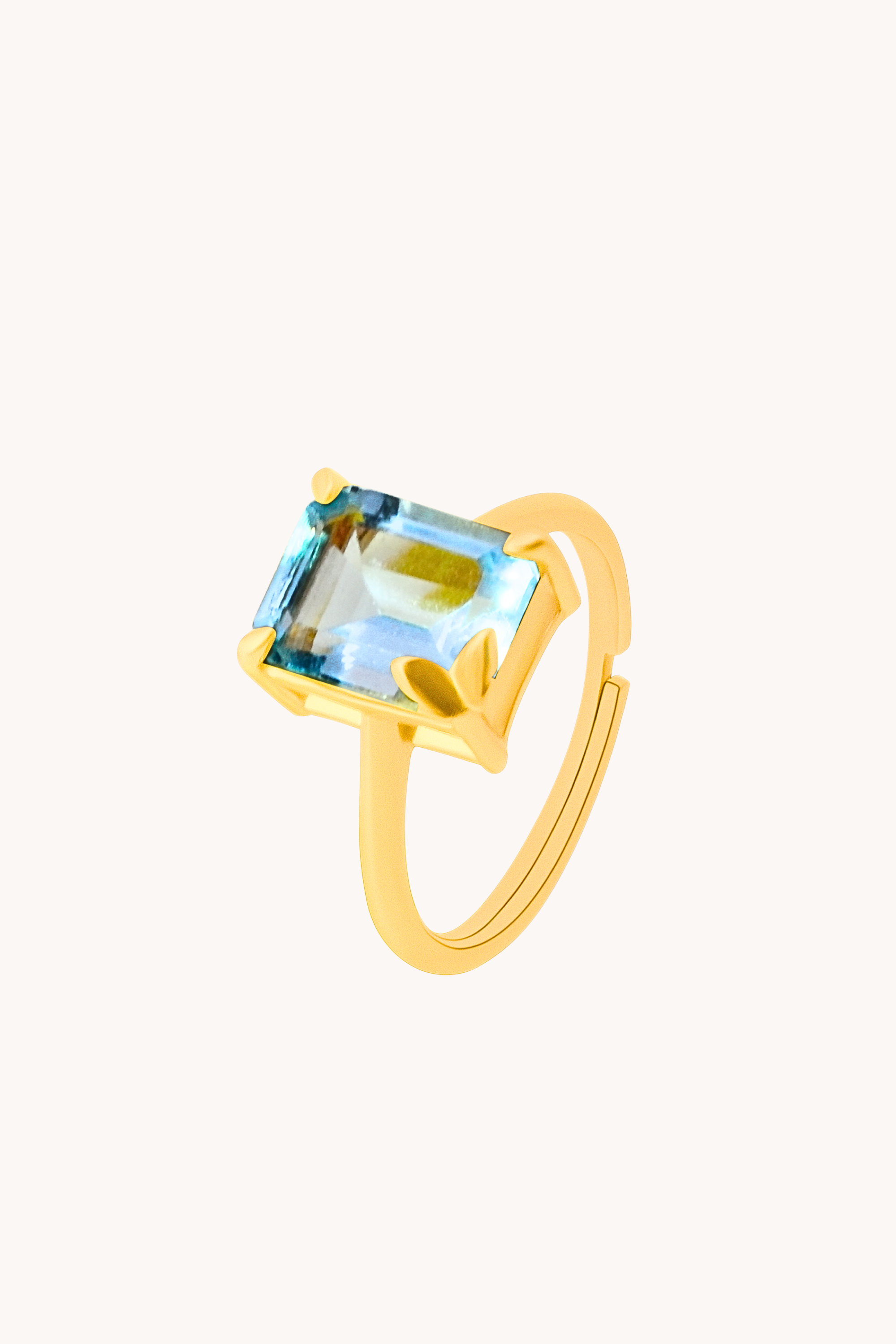 Butterfly Aquamarine Gold Adjustable Ring