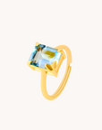 Butterfly Aquamarine Gold Adjustable Ring
