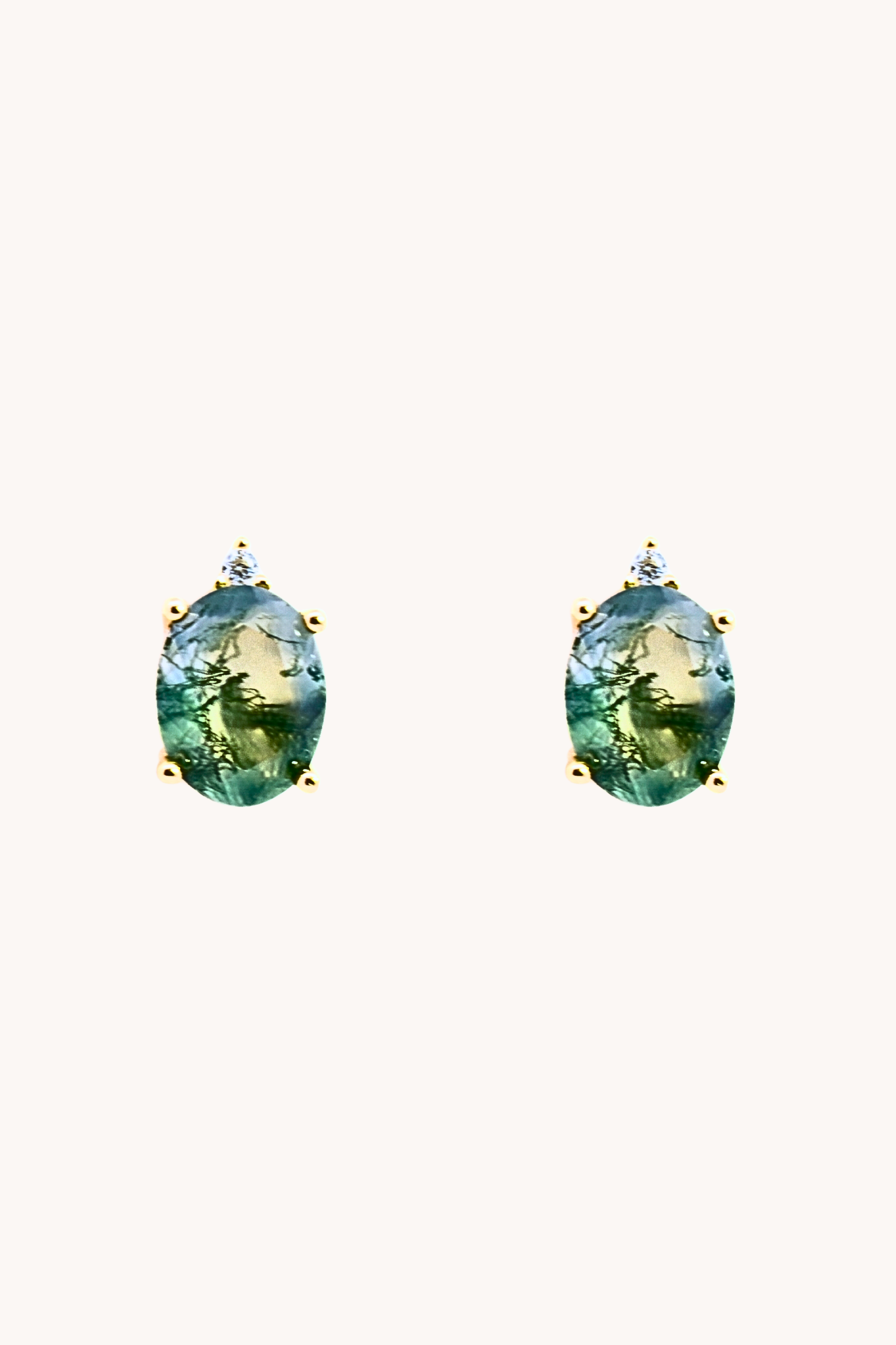 Green Moss Oval Studs