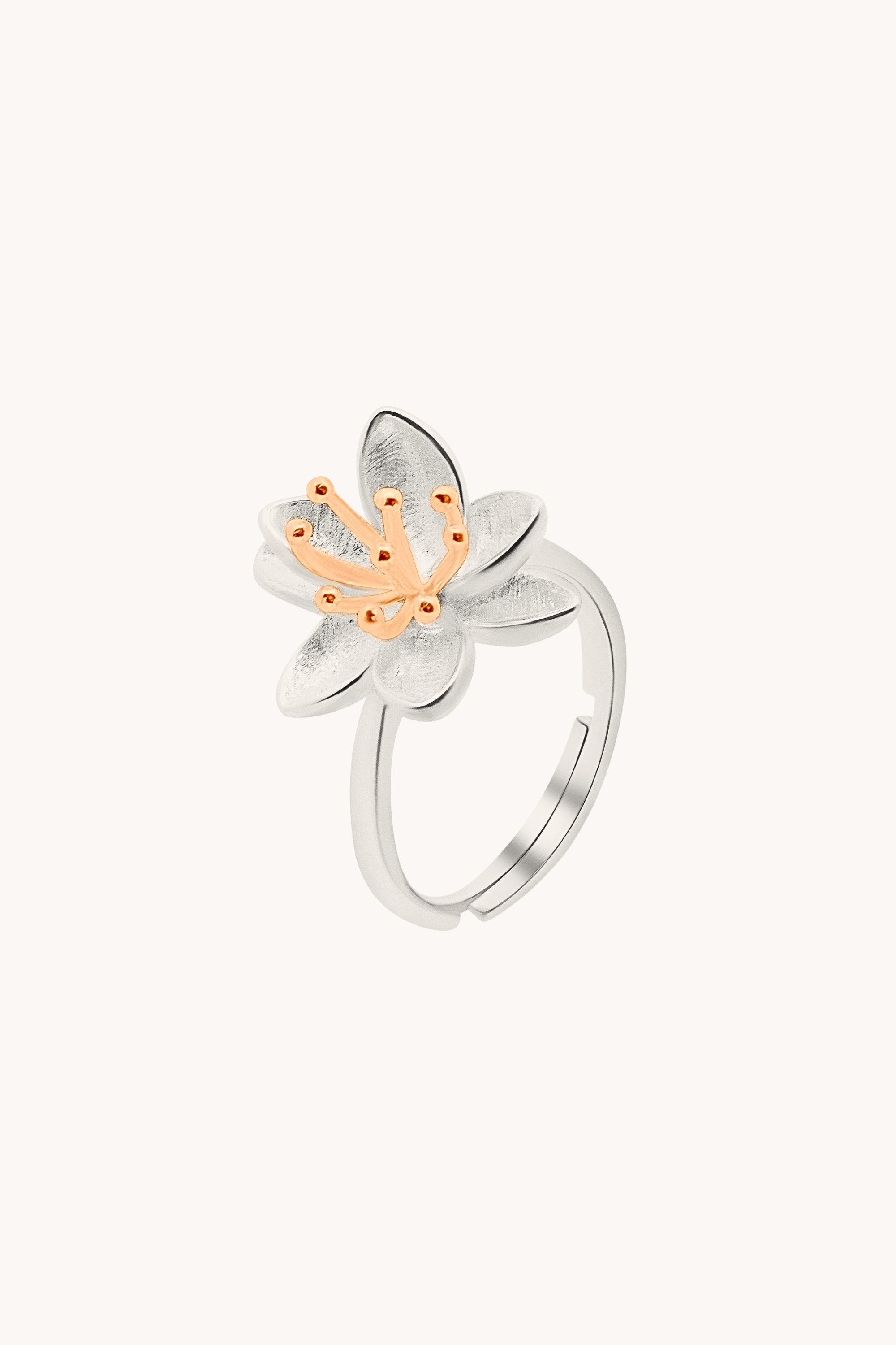 Lotus Silver Adjustable Ring