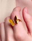Butterfly Tiger Of Eye Gold Adjustable Ring
