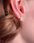 Turtle Opal Gold Stud Earrings