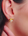 Lotus blossom gold stud earrings