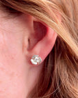 Rosebud silver stud earrings