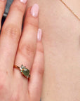 Green Moss Succulent Gold Adjustable Ring