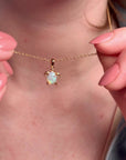 Turtle Opal Pendant With Chain