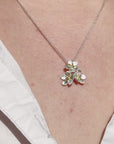 Cherry Blossom Bunch Silver Pendant With Chain