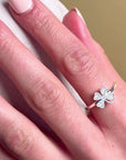 Lucky Clover Silver Adjustable Ring