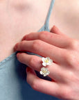Sakura Bouquet Silver Adjustable Ring