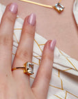 Butterfly Aquamarine Gold Adjustable Ring