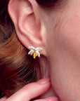 Lotus blossom silver stud earrings