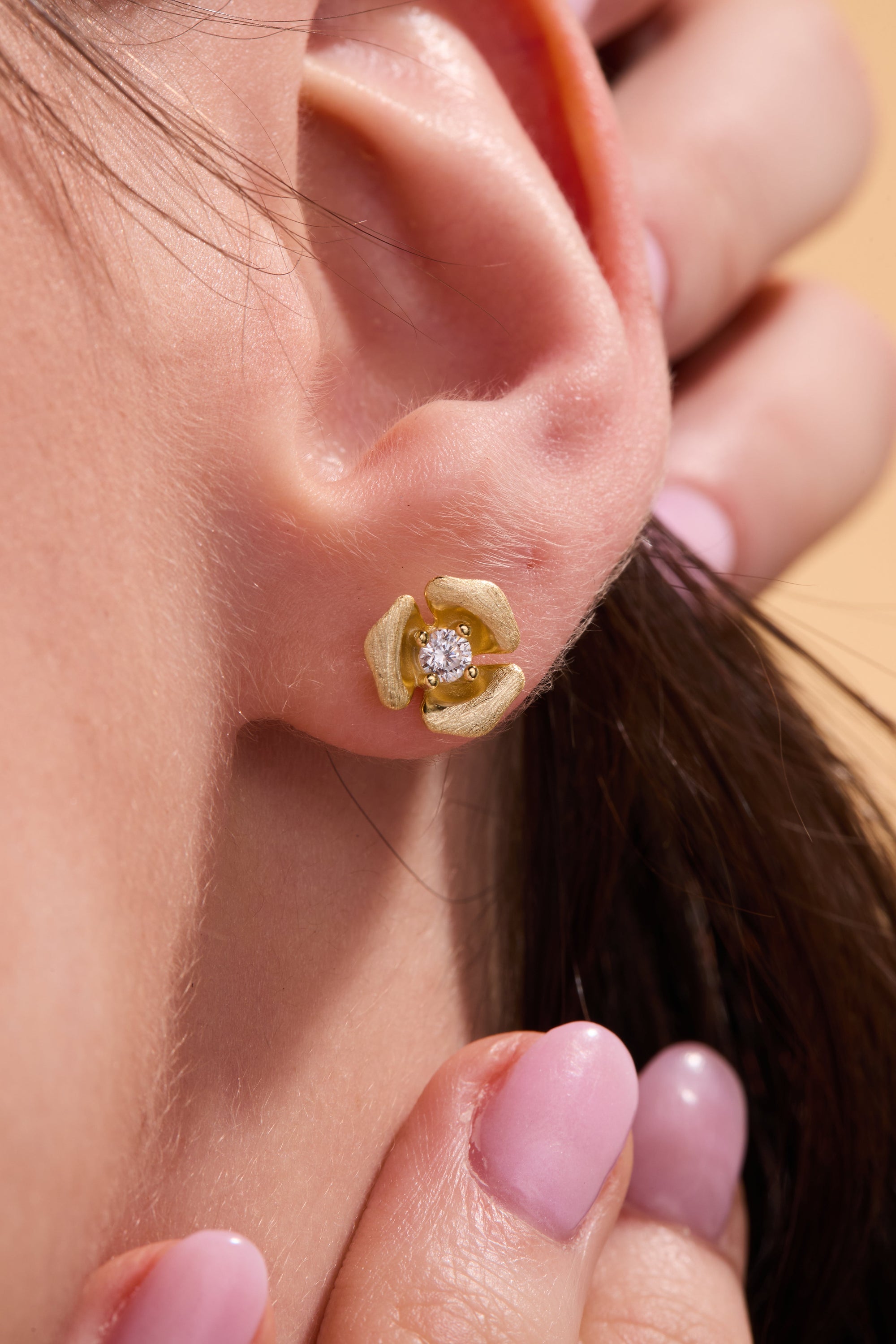 Rosebud gold stud earrings
