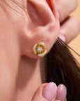 Rosebud gold stud earrings