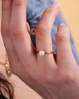 Cat Pearl Gold Adjustable Ring