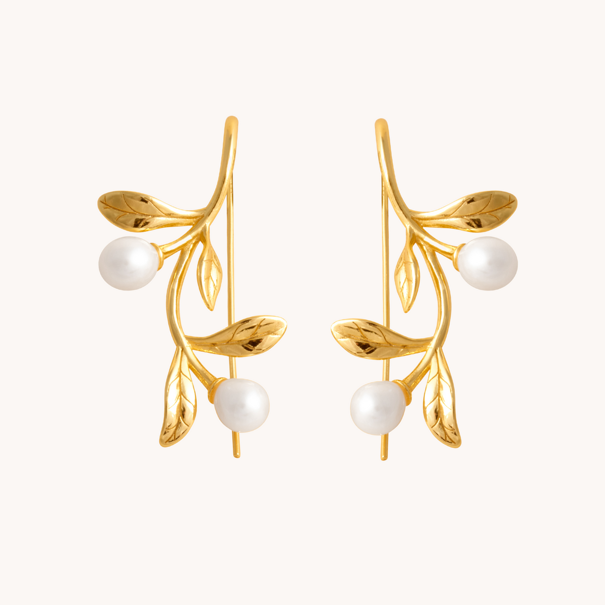 Olive Branch Gold Drop Earrings