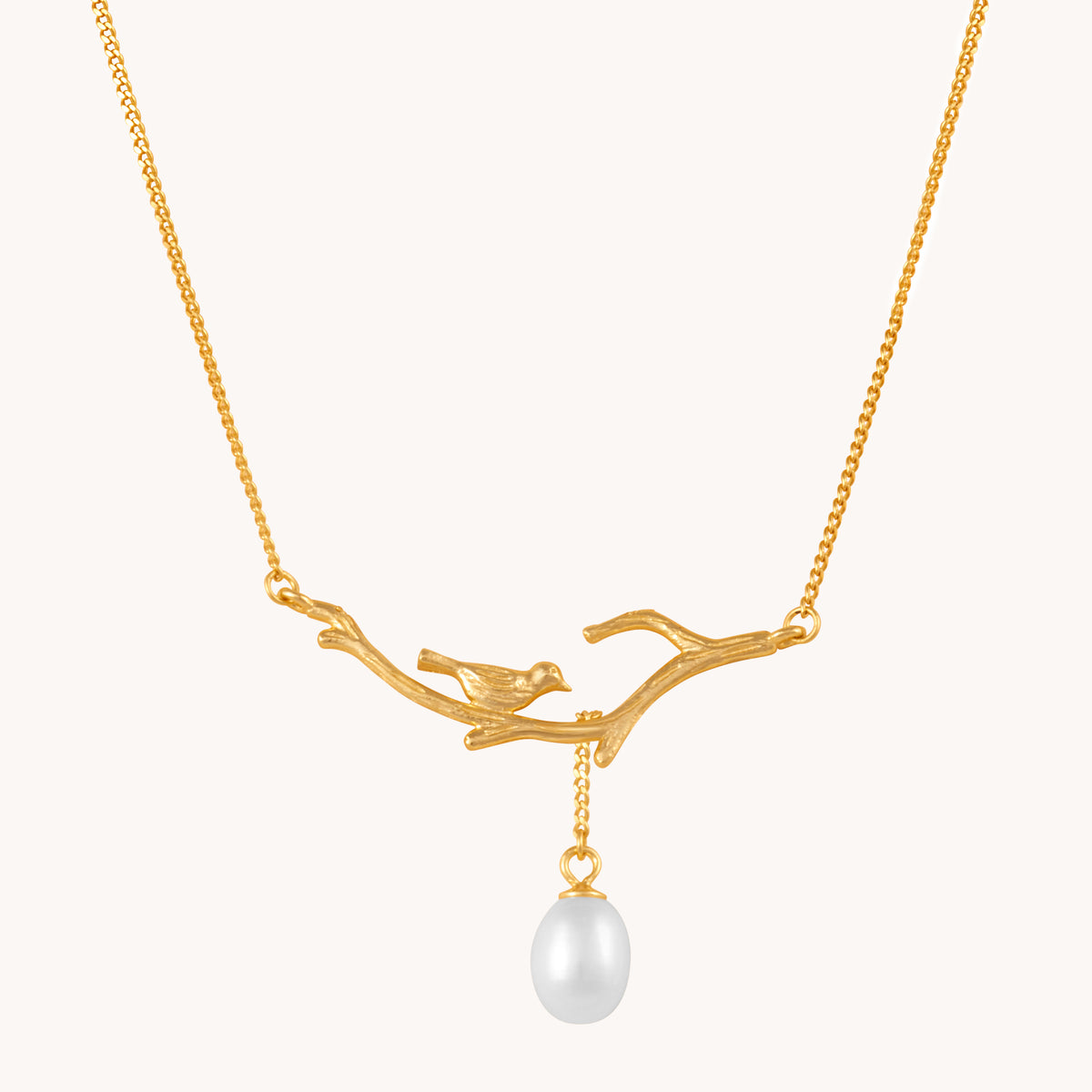Bird And Pearl Gold Necklace