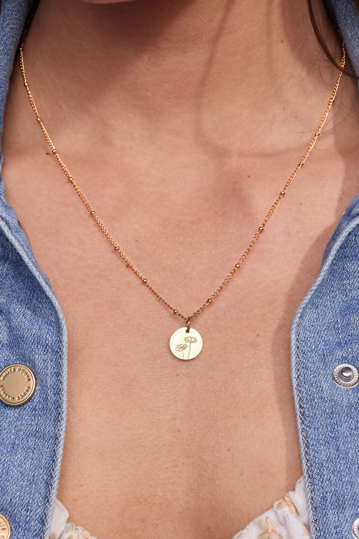 October Cosmos Gold Birthflower Necklace