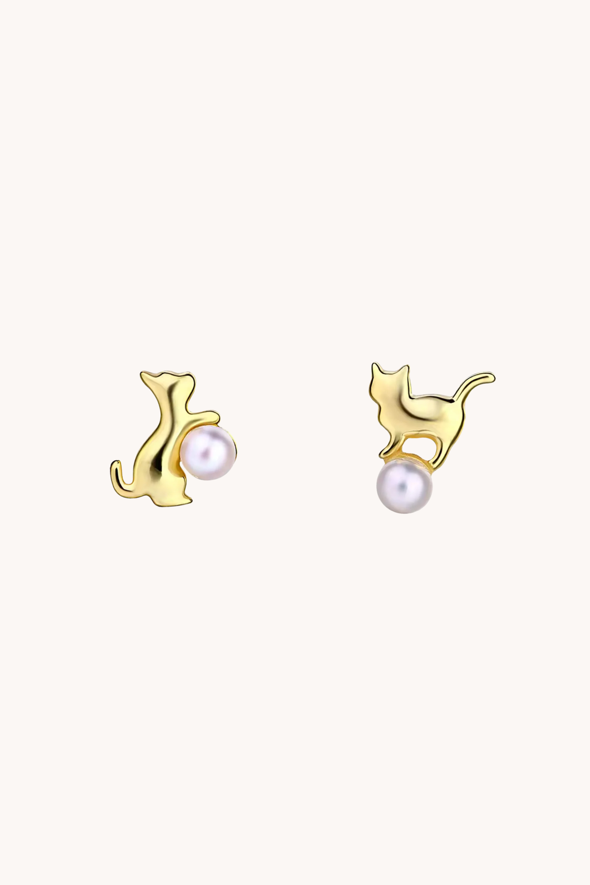 Playful Cat Gold Studs