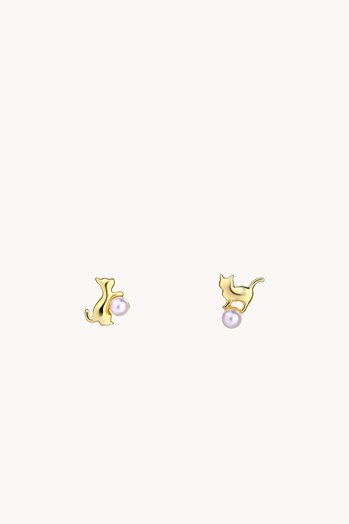 Playful Cat Gold Studs