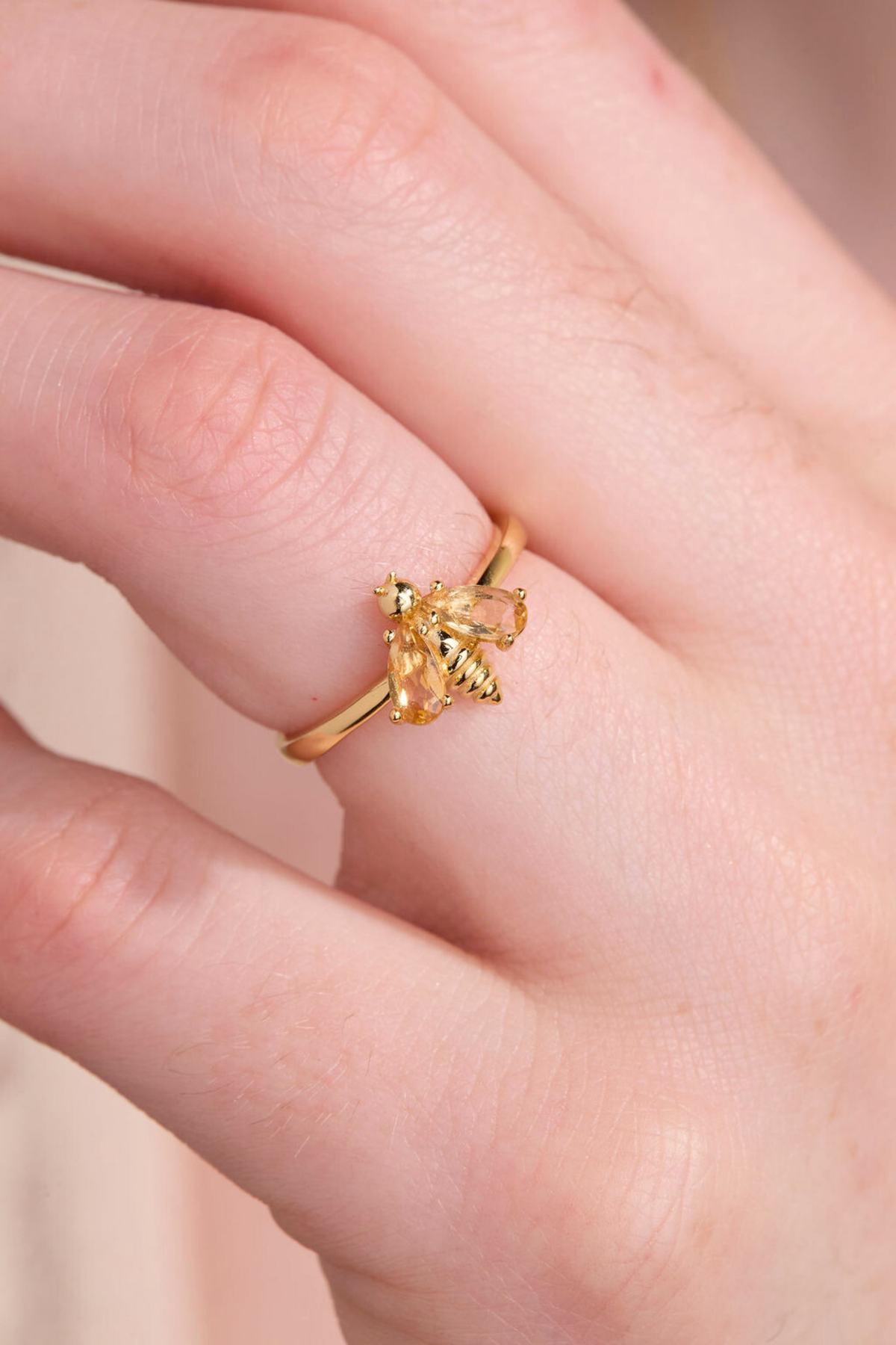 Bumblebee Citrine Gold Adjustable Ring