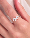 Beautiful Bow Silver Adjustable Ring