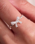 Beautiful Bow Silver Adjustable Ring