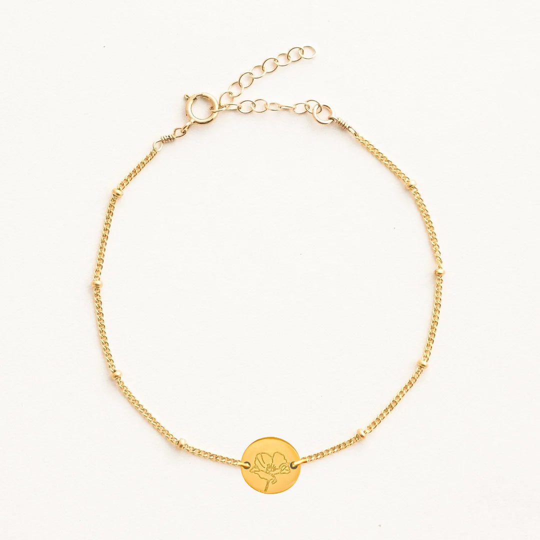 August Poppy Gold Birthflower Bracelet