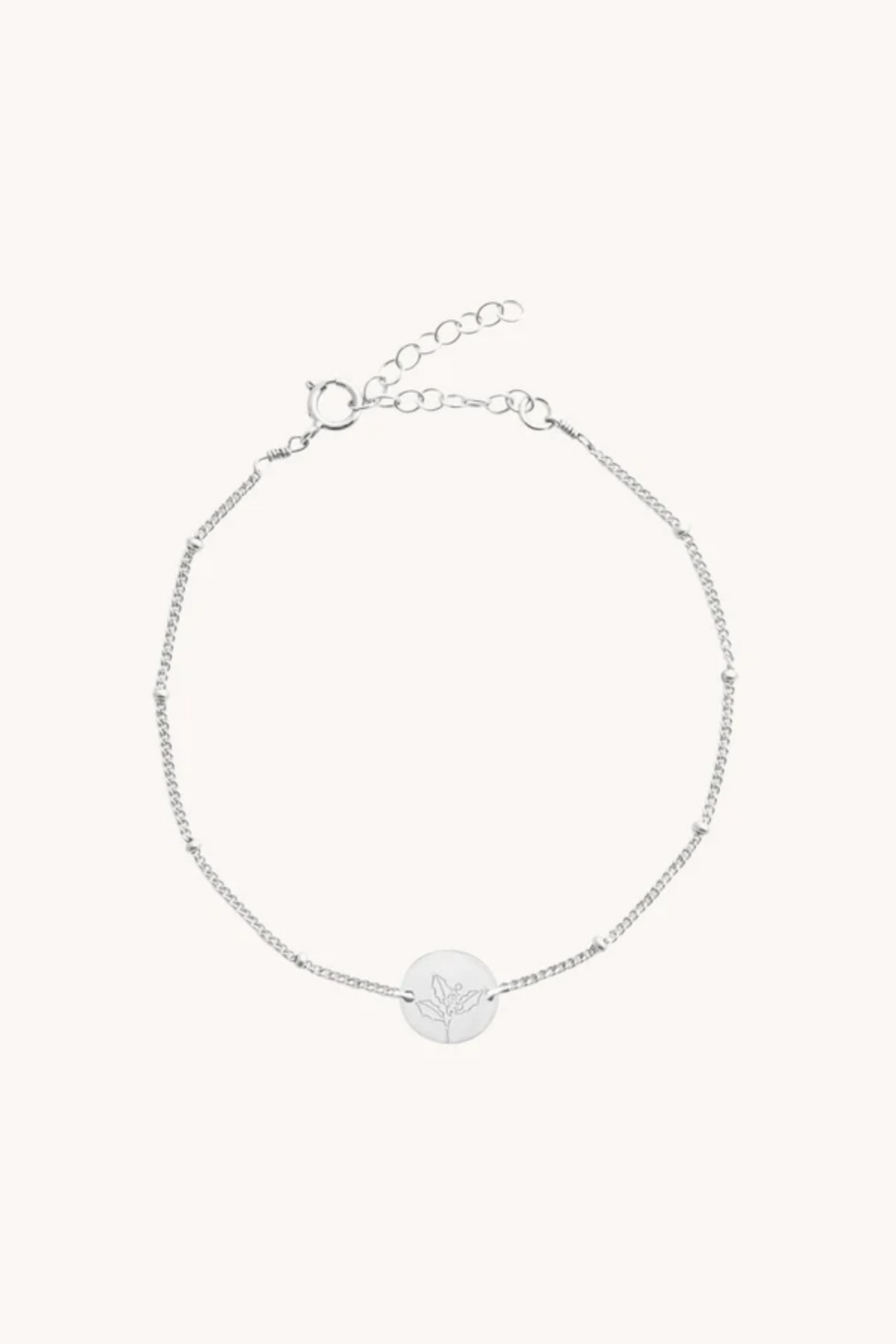 December Holly Silver Birthflower Bracelet