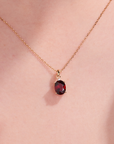 Garnet Oval Pendant With Chain