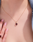 Garnet Oval Pendant With Chain