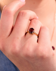 Garnet Oval Gold Adjustable Ring