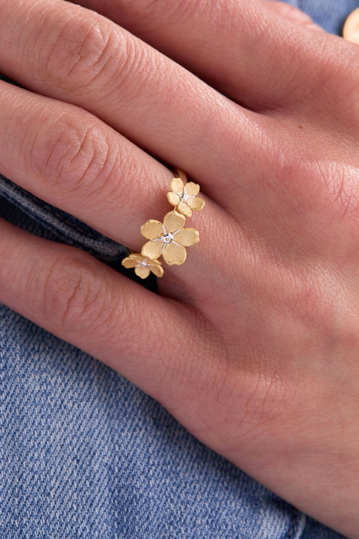 Cherry Blossom Gold Adjustable Ring
