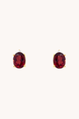 Garnet Oval Gold Studs