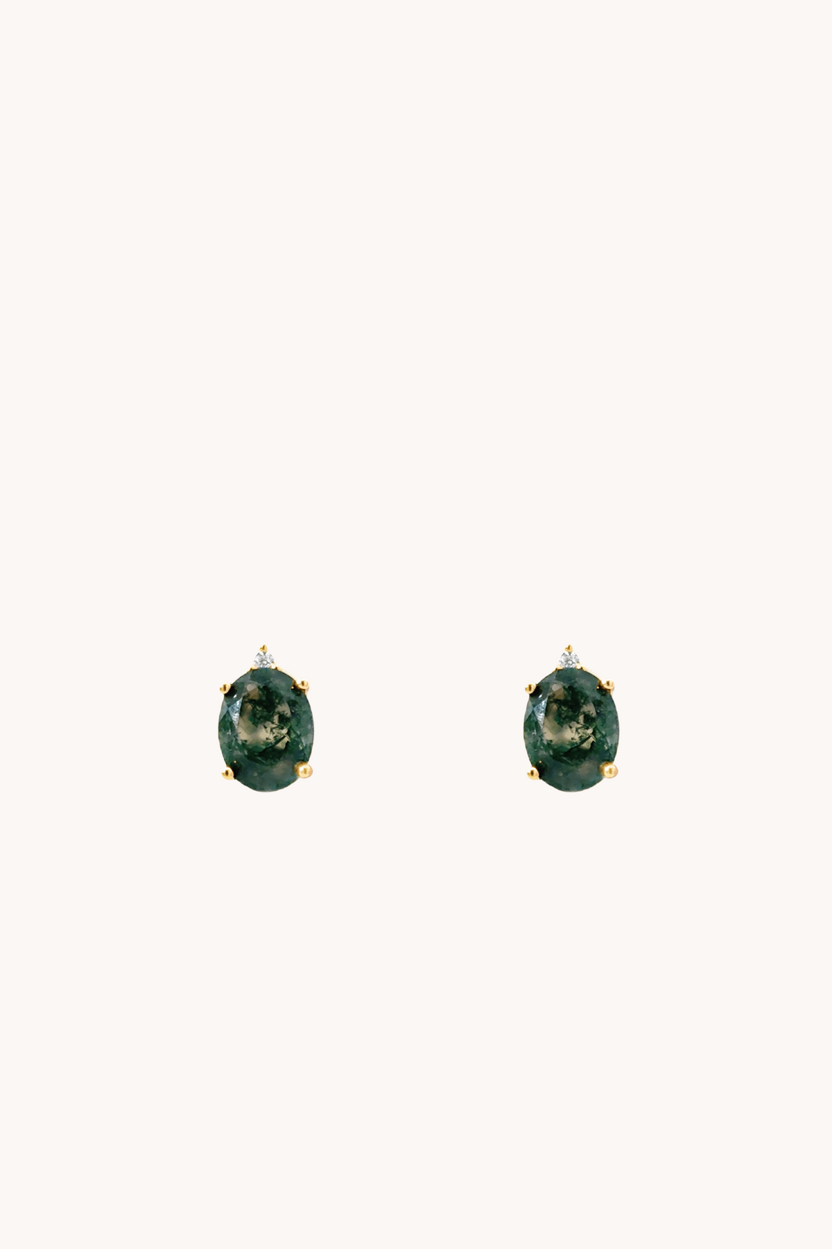 Green Moss Oval Studs