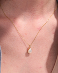 Mother Of Pearl Oval Pendant With Chain
