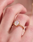 Mother Of Pearl Oval Gold Adjustable Ring
